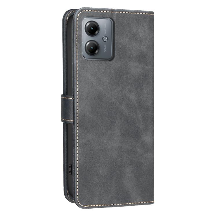 For Motorola Moto G14 4G / G54 5G EU Solid Color Calfskin Texture RFID Vegan Leather Phone Case