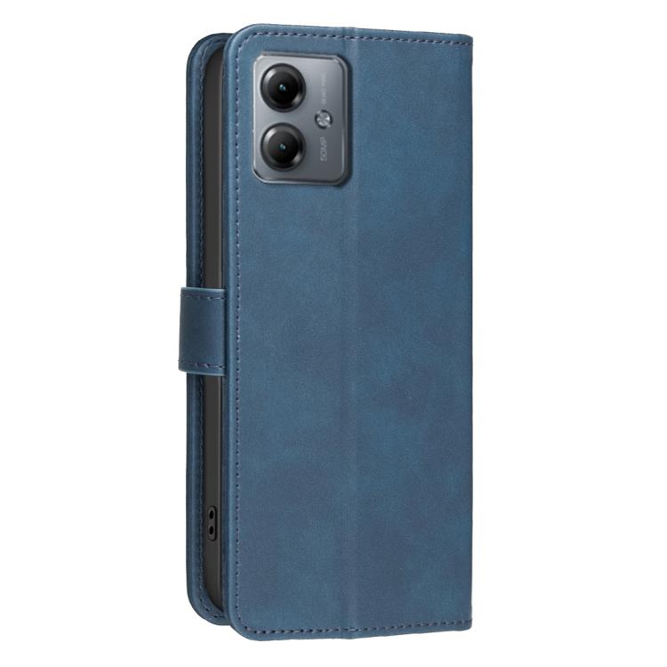 For Motorola Moto G14 4G / G54 5G EU Solid Color Calfskin Texture RFID Vegan Leather Phone Case