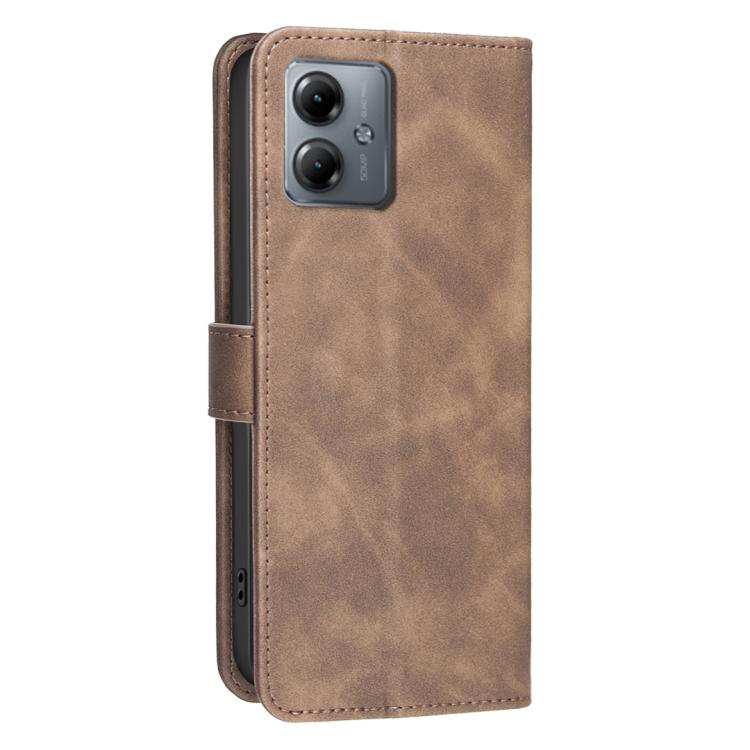 For Motorola Moto G14 4G / G54 5G EU Solid Color Calfskin Texture RFID Vegan Leather Phone Case