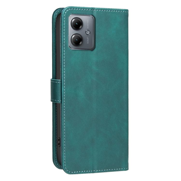 For Motorola Moto G14 4G / G54 5G EU Solid Color Calfskin Texture RFID Vegan Leather Phone Case