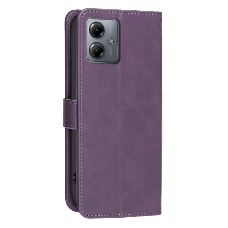 For Motorola Moto G14 4G / G54 5G EU Solid Color Calfskin Texture RFID Vegan Leather Phone Case