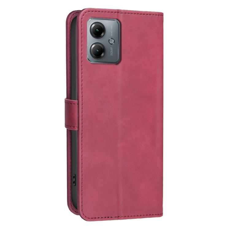 For Motorola Moto G14 4G / G54 5G EU Solid Color Calfskin Texture RFID Vegan Leather Phone Case