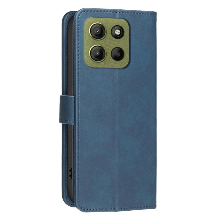 For Motorola Moto G15 Solid Color Calfskin Texture RFID Vegan Leather Phone Case