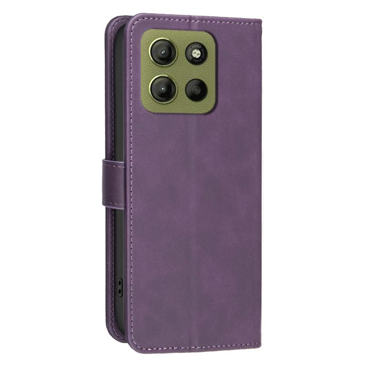 For Motorola Moto G15 Solid Color Calfskin Texture RFID Vegan Leather Phone Case