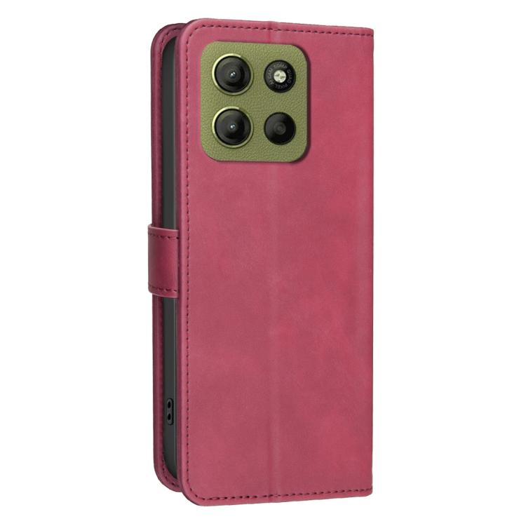 For Motorola Moto G15 Solid Color Calfskin Texture RFID Vegan Leather Phone Case