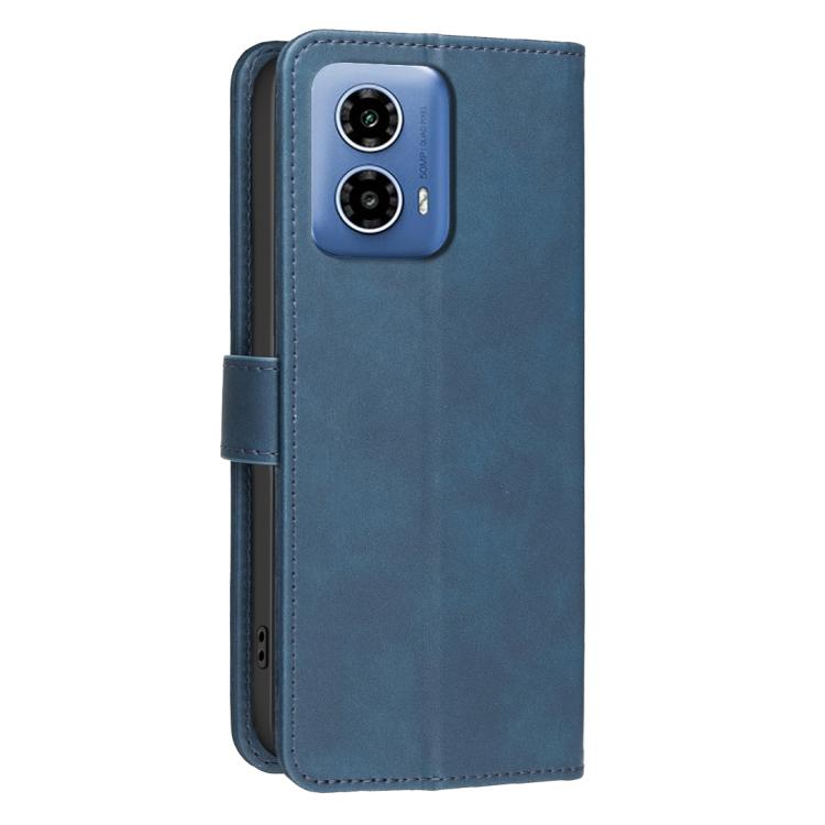 For Motorola Moto G34 Solid Color Calfskin Texture RFID Vegan Leather Phone Case