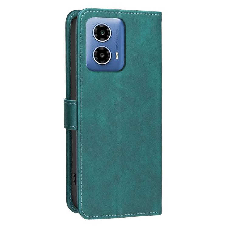 For Motorola Moto G34 Solid Color Calfskin Texture RFID Vegan Leather Phone Case