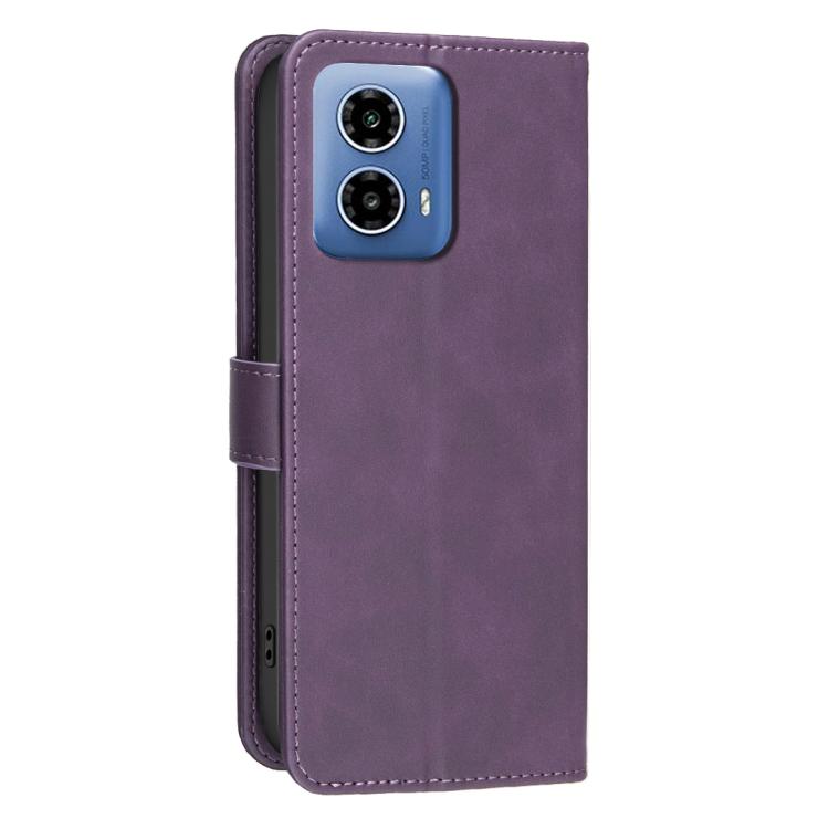 For Motorola Moto G34 Solid Color Calfskin Texture RFID Vegan Leather Phone Case