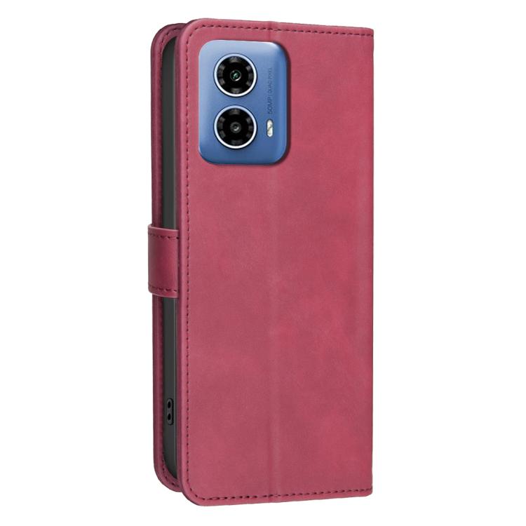 For Motorola Moto G34 Solid Color Calfskin Texture RFID Vegan Leather Phone Case