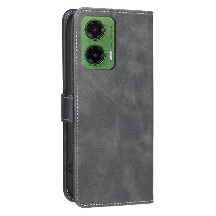 For Motorola Moto G35 Solid Color Calfskin Texture RFID Vegan Leather Phone Case