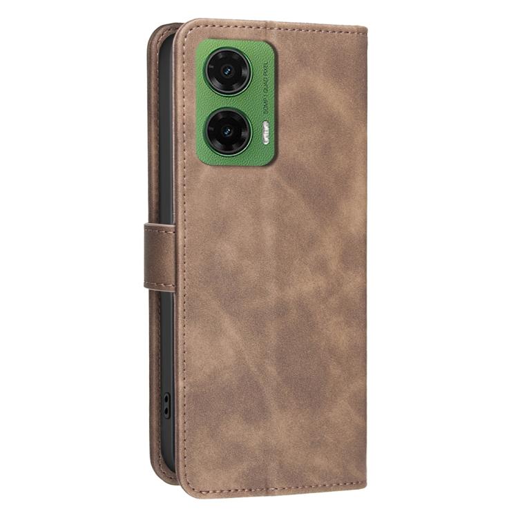 For Motorola Moto G35 Solid Color Calfskin Texture RFID Vegan Leather Phone Case