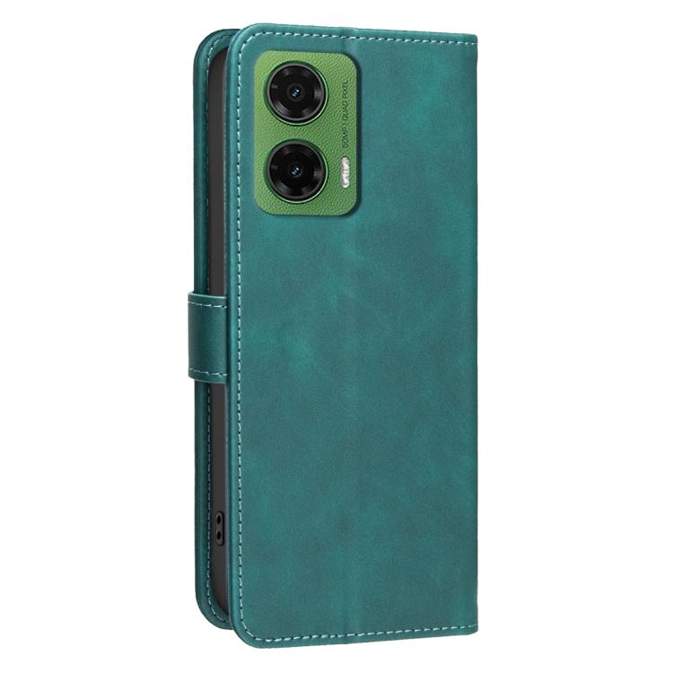 For Motorola Moto G35 Solid Color Calfskin Texture RFID Vegan Leather Phone Case