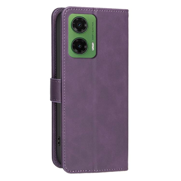 For Motorola Moto G35 Solid Color Calfskin Texture RFID Vegan Leather Phone Case