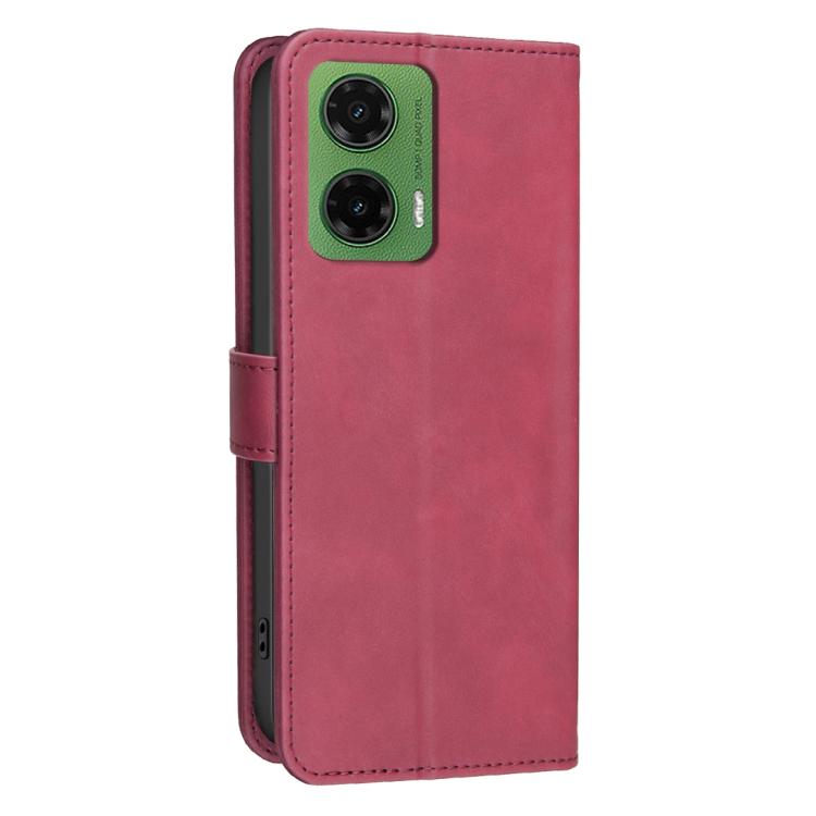 For Motorola Moto G35 Solid Color Calfskin Texture RFID Vegan Leather Phone Case