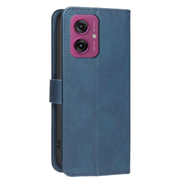 For Motorola Moto G55 Solid Color Calfskin Texture RFID Vegan Leather Phone Case