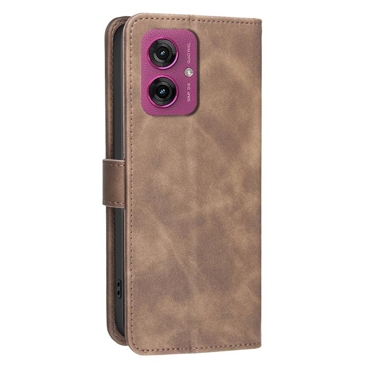 For Motorola Moto G55 Solid Color Calfskin Texture RFID Vegan Leather Phone Case