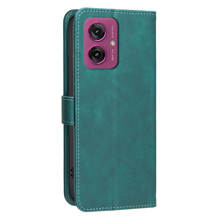 For Motorola Moto G55 Solid Color Calfskin Texture RFID Vegan Leather Phone Case