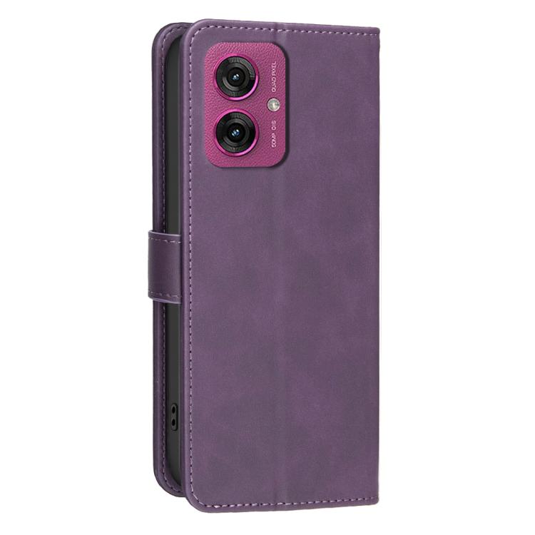 For Motorola Moto G55 Solid Color Calfskin Texture RFID Vegan Leather Phone Case
