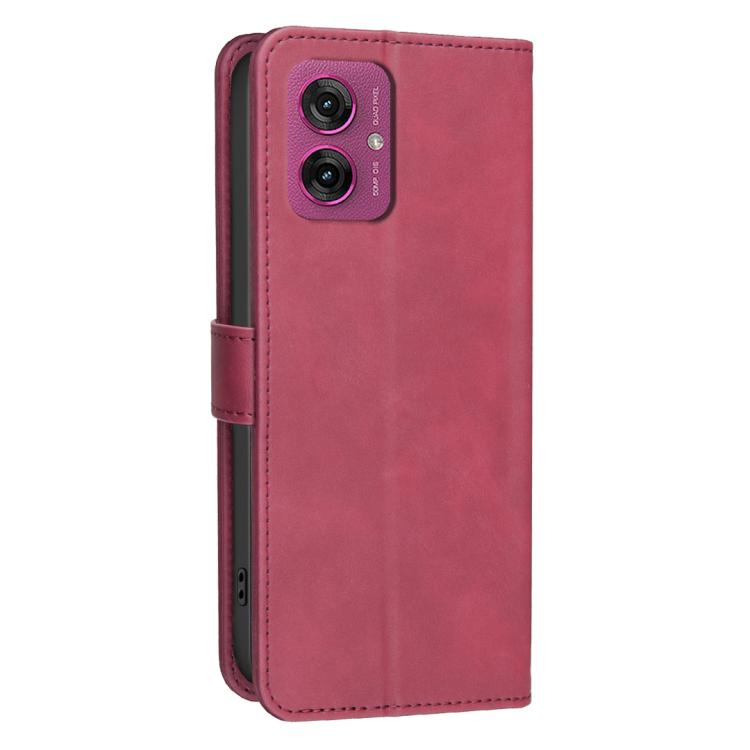 For Motorola Moto G55 Solid Color Calfskin Texture RFID Vegan Leather Phone Case