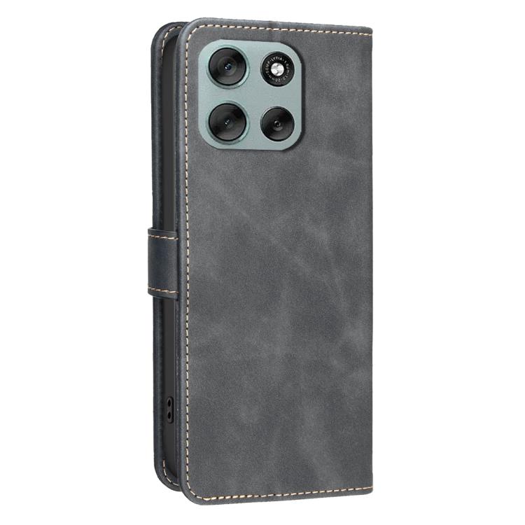 For Motorola Moto G56 5G Solid Color Calfskin Texture RFID Vegan Leather Phone Case
