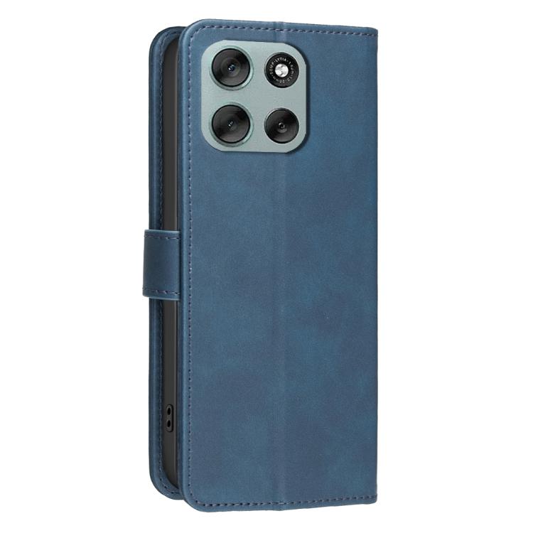 For Motorola Moto G56 5G Solid Color Calfskin Texture RFID Vegan Leather Phone Case