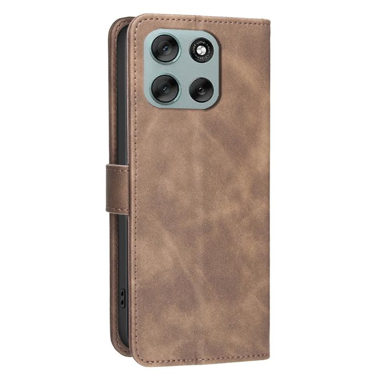 For Motorola Moto G56 5G Solid Color Calfskin Texture RFID Vegan Leather Phone Case