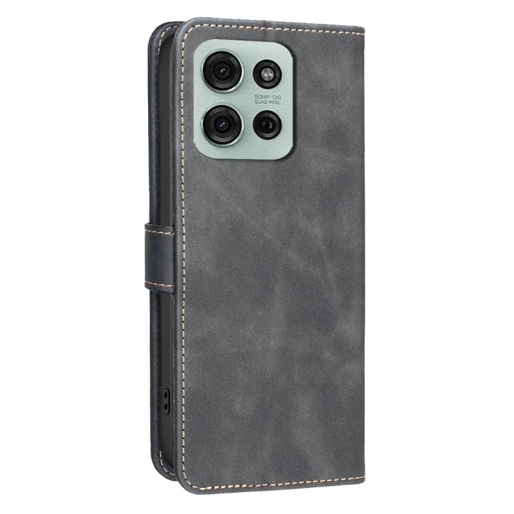 For Motorola Moto G75 5G Solid Color Calfskin Texture RFID Vegan Leather Phone Case
