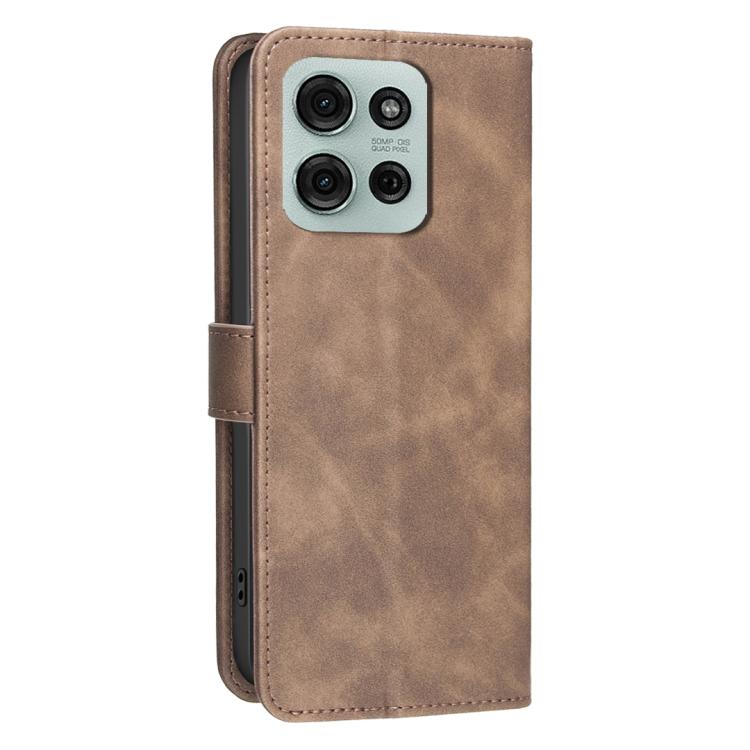 For Motorola Moto G75 5G Solid Color Calfskin Texture RFID Vegan Leather Phone Case