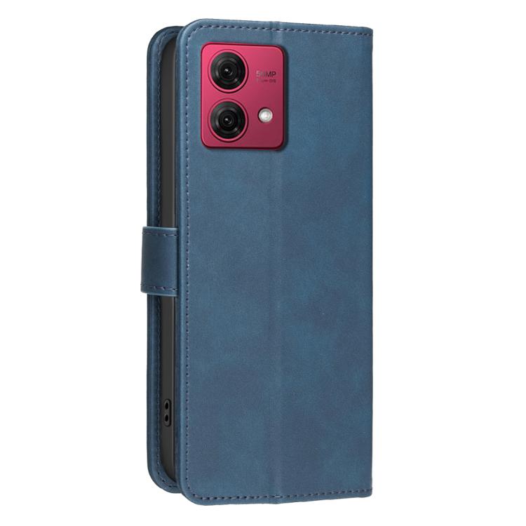 For Motorola Moto G84 Solid Color Calfskin Texture RFID Vegan Leather Phone Case