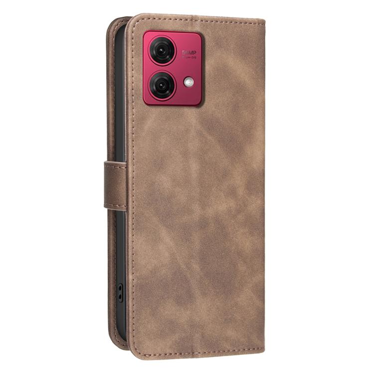 For Motorola Moto G84 Solid Color Calfskin Texture RFID Vegan Leather Phone Case