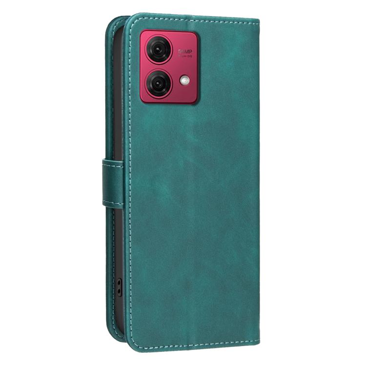 For Motorola Moto G84 Solid Color Calfskin Texture RFID Vegan Leather Phone Case
