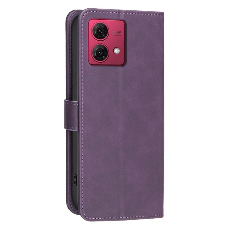 For Motorola Moto G84 Solid Color Calfskin Texture RFID Vegan Leather Phone Case