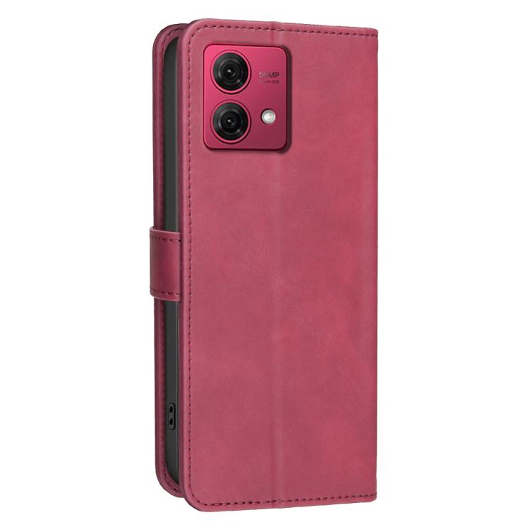 For Motorola Moto G84 Solid Color Calfskin Texture RFID Vegan Leather Phone Case