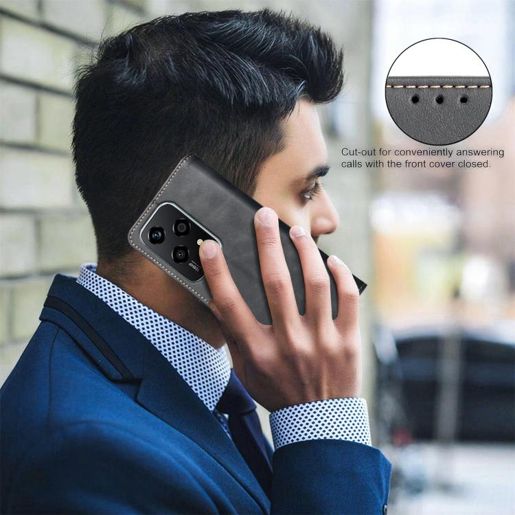 For Honor 200 Lite Global Solid Color Calfskin Texture RFID Vegan Leather Phone Case
