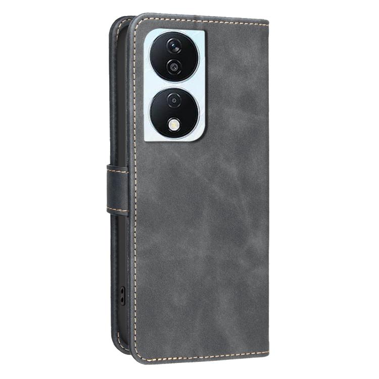 For Honor X7b Solid Color Calfskin Texture RFID Vegan Leather Phone Case