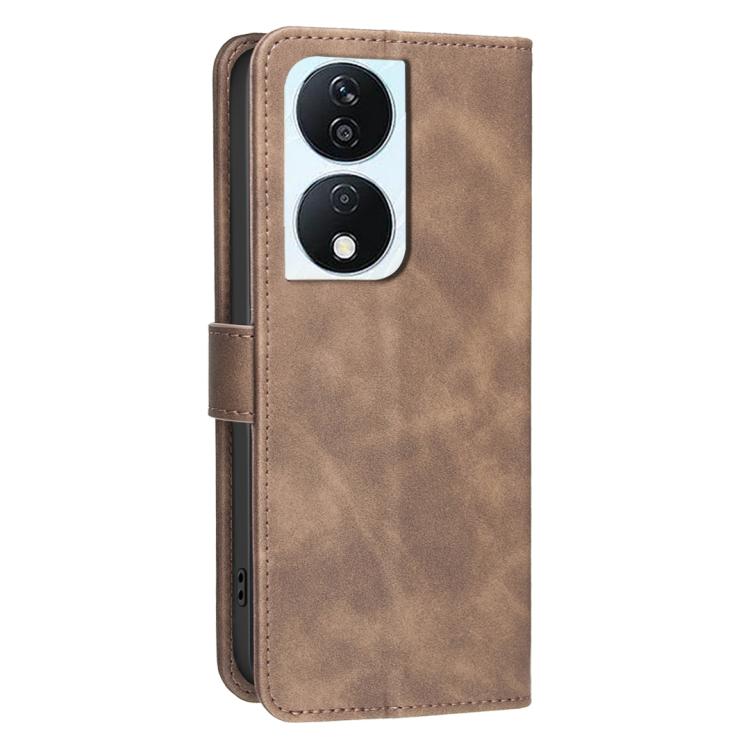 For Honor X7b Solid Color Calfskin Texture RFID Vegan Leather Phone Case