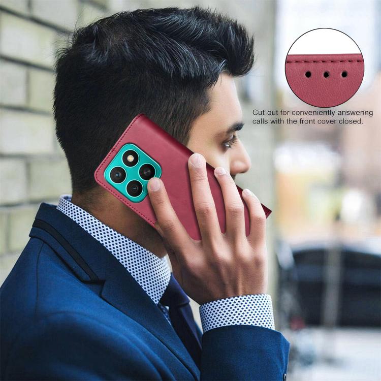 For Honor X8c Solid Color Calfskin Texture RFID Vegan Leather Phone Case