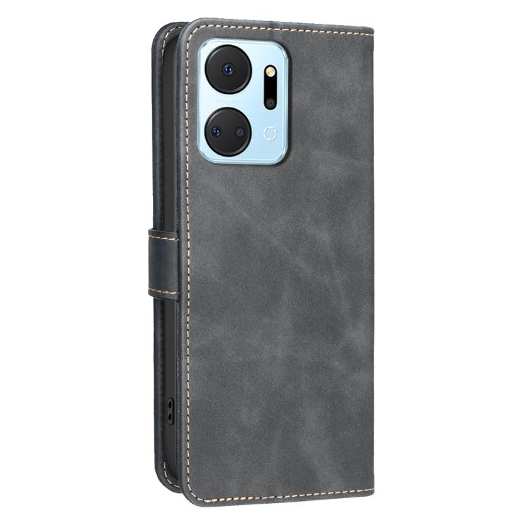 For Honor X7a Solid Color Calfskin Texture RFID Vegan Leather Phone Case