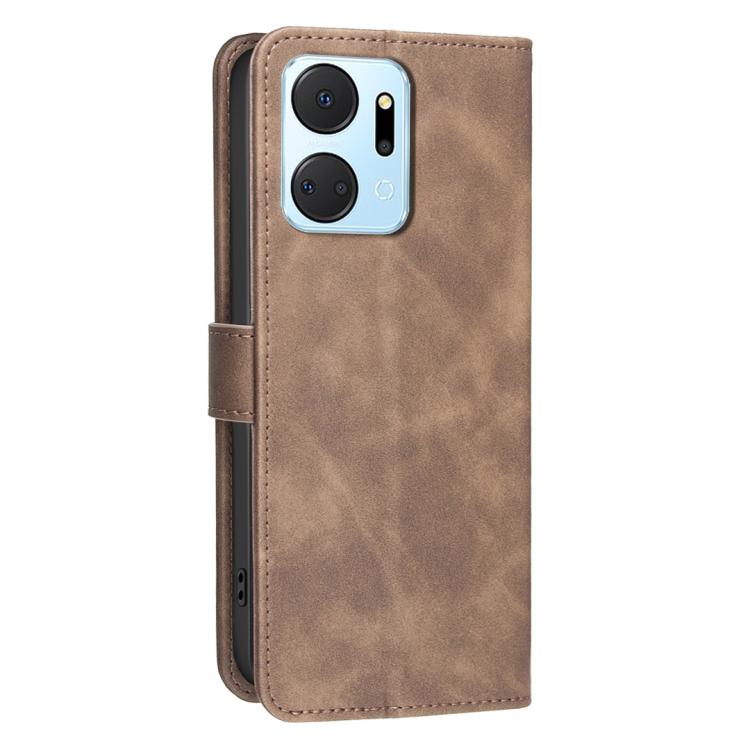 For Honor X7a Solid Color Calfskin Texture RFID Vegan Leather Phone Case