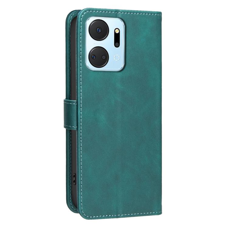 For Honor X7a Solid Color Calfskin Texture RFID Vegan Leather Phone Case