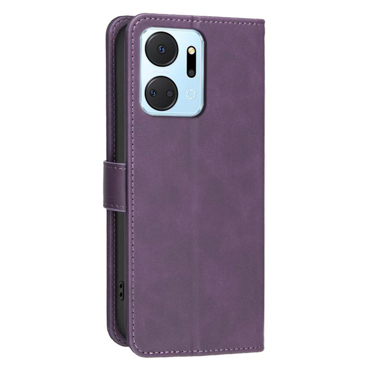 For Honor X7a Solid Color Calfskin Texture RFID Vegan Leather Phone Case