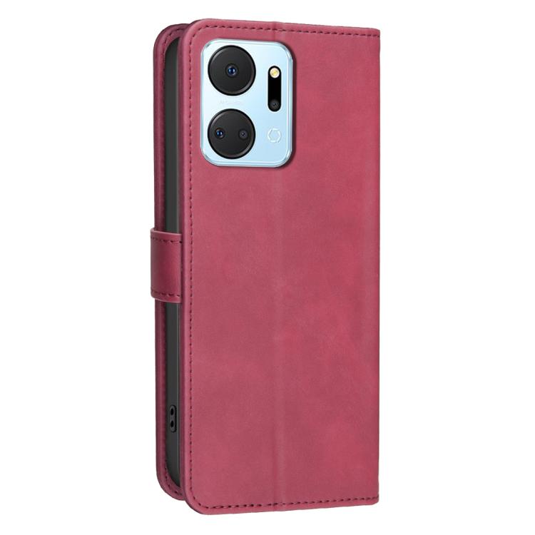For Honor X7a Solid Color Calfskin Texture RFID Vegan Leather Phone Case