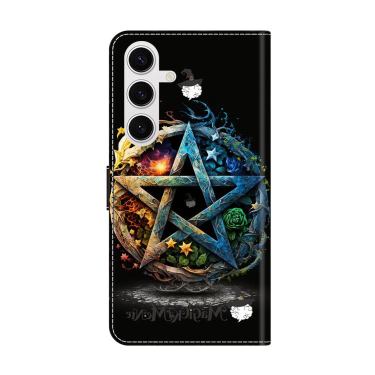 For Samsung Galaxy S23 5G Crystal-Like Painted Vegan Leather Phone Case - Pentagram