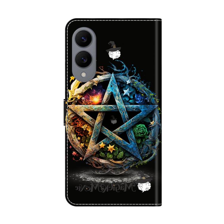 For Samsung Galaxy S25 Edge 5G Crystal-Like Painted Vegan Leather Phone Case - Pentagram