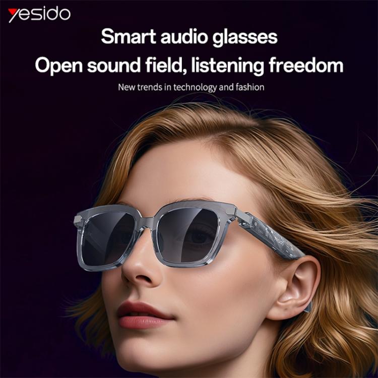 Yesido IO41 Smart Bluetooth-Compatible Glasses, IP54 Waterproof, HD Call, Open-Ear Audio Comfort - Grey