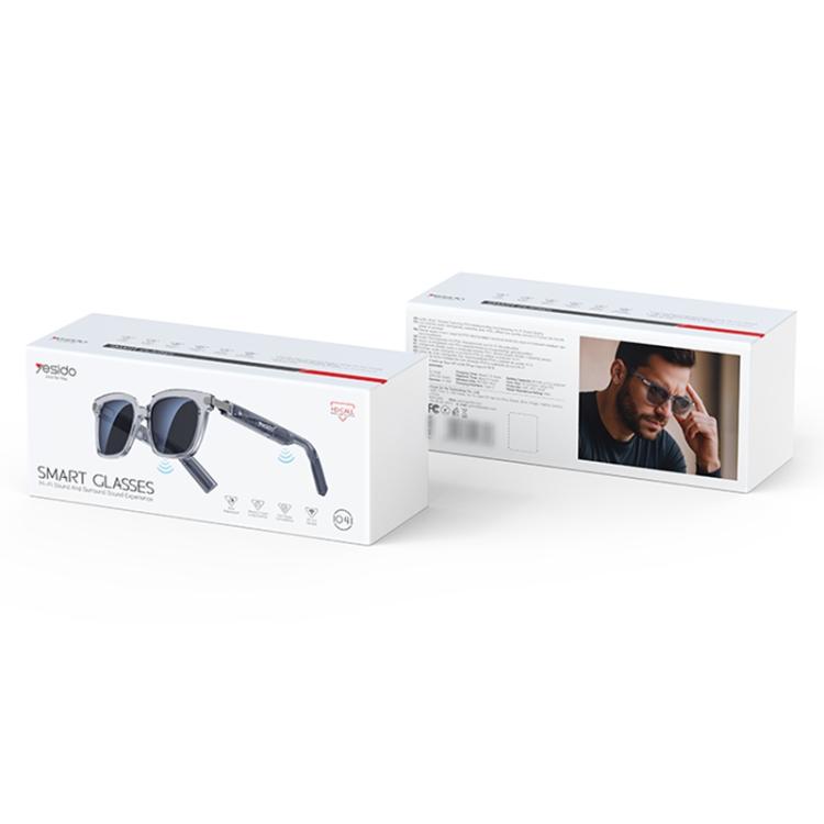 Yesido IO41 Smart Bluetooth-Compatible Glasses, IP54 Waterproof, HD Call, Open-Ear Audio Comfort - Grey