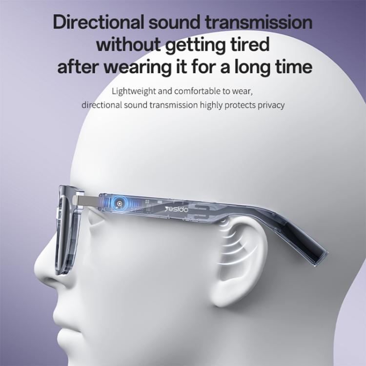 Yesido IO41 Smart Bluetooth-Compatible Glasses, IP54 Waterproof, HD Call, Open-Ear Audio Comfort - Grey