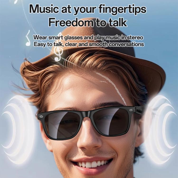 Yesido IO38 Smart Audio Glasses, Bluetooth-Compatible 5.0 Sunglasses with Hi-Fi Sound, Hands-Free Calling, Magnetic Charging & Long Battery Life - Black