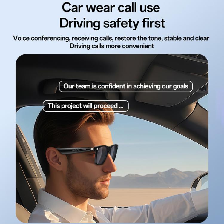 Yesido IO38 Smart Audio Glasses, Bluetooth-Compatible 5.0 Sunglasses with Hi-Fi Sound, Hands-Free Calling, Magnetic Charging & Long Battery Life - Black