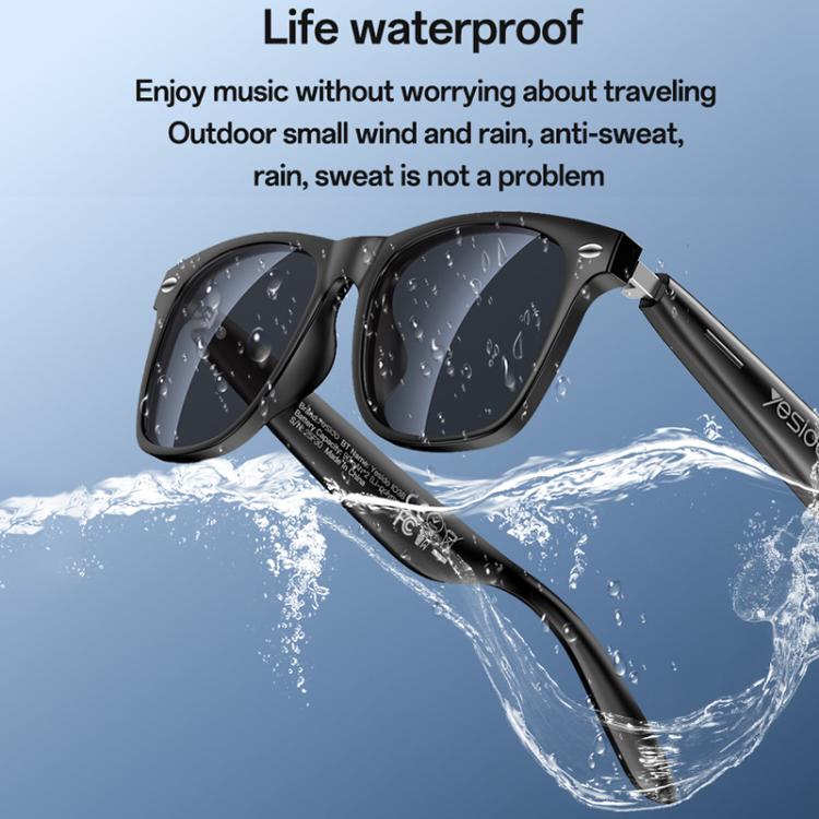 Yesido IO38 Smart Audio Glasses, Bluetooth-Compatible 5.0 Sunglasses with Hi-Fi Sound, Hands-Free Calling, Magnetic Charging & Long Battery Life - Black